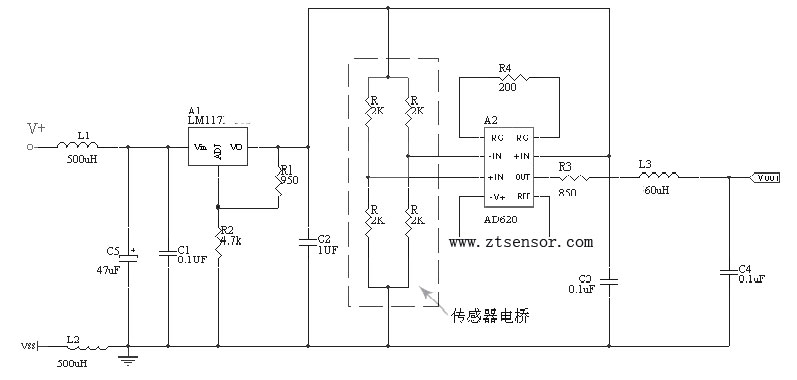 壓力傳感器信號(hào)處理電路原理圖 壓力傳感器信號(hào)處理電路原理圖